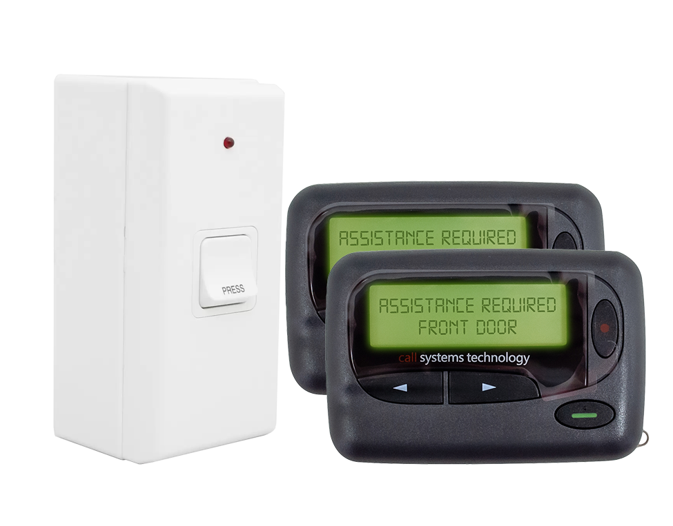 Doorbell push button system with 2 Pagers