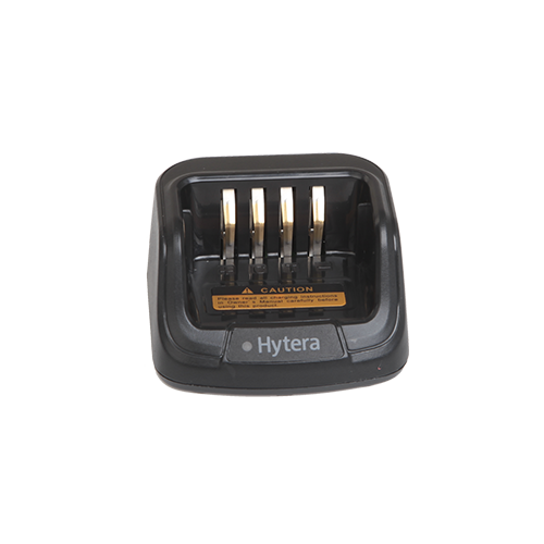A Hytera BP5 Series Single Charger with multiple gold-colored slots for charging batteries.