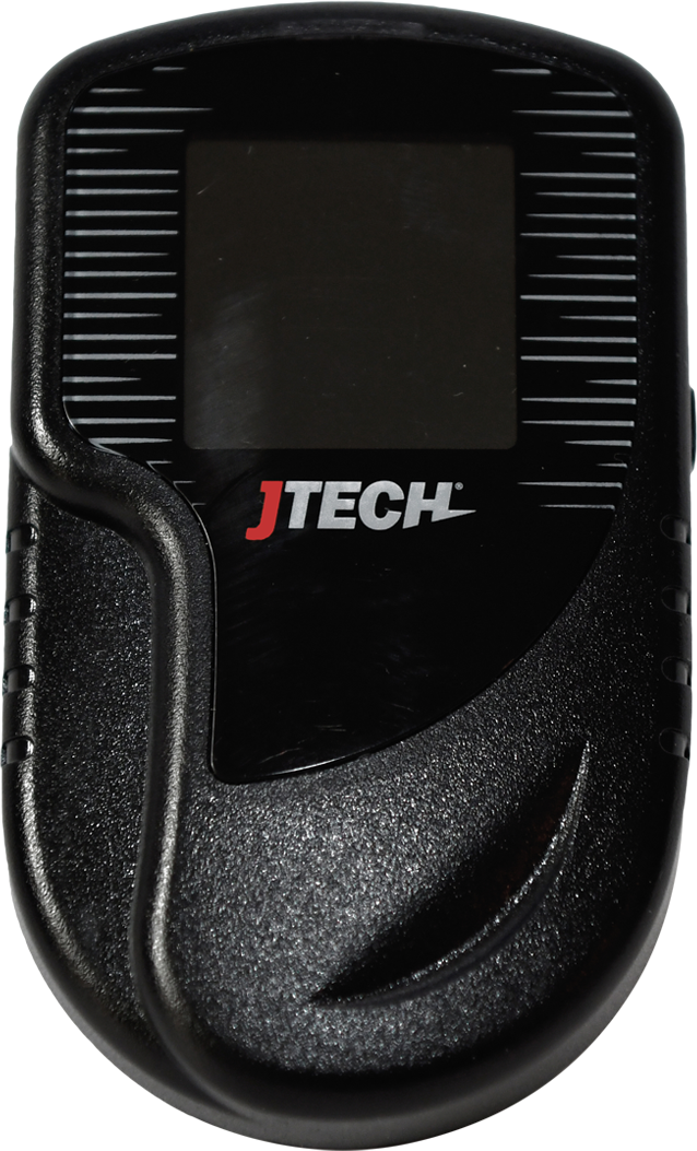 A black JTECH SmartCall Alert Pager with an LCD screen and multiple buttons for communication.